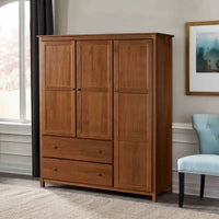 Grain Wood Furniture Armoire Shaker en bois à 3 portes - 60x72x22