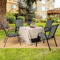 Lot de 4 chaises de salle à manger empilables avec accoudoirs pour patio - 73,7 x 54,6 x 90,2 cm (L x l x H)