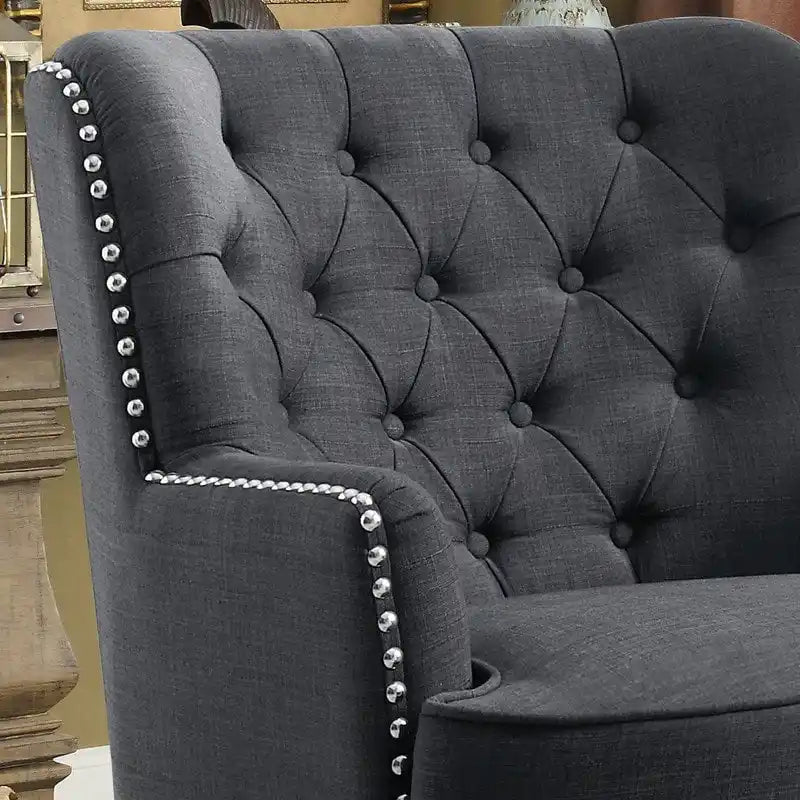 Moser Bay Mignon fauteuil d'appoint à oreilles capitonné en velours / lin 30 de large