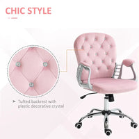 Fauteuil de bureau à hauteur réglable en velours avec accoudoirs rembourrés et roulettes - S.O.