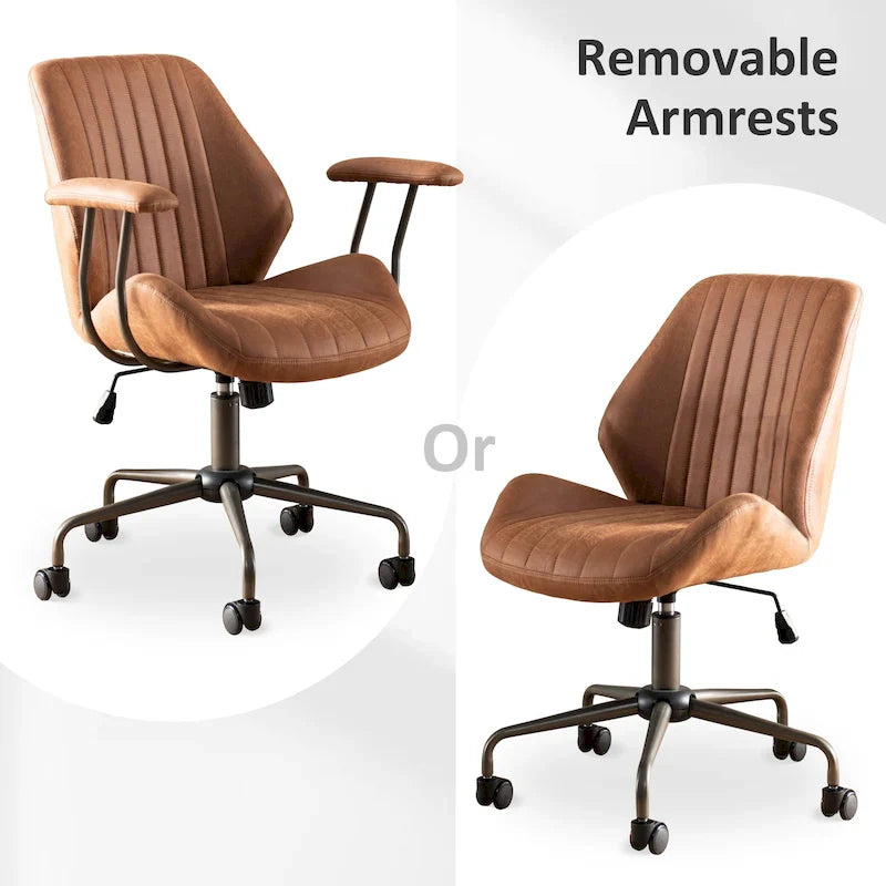 OVIOS Chaise de bureau ergonomique en suède avec soutien lombaire