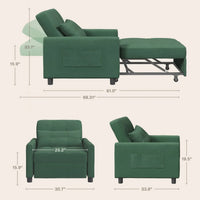 Canapé-lit réglable 3 en 1, fauteuil-canapé escamotable, lit pliant convertible pour salon