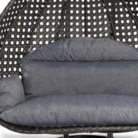 LeisureMod fauteuil œuf suspendu 2 personnes avec support - balancelle hamac d'extérieur / intérieur en rotin tressé avec coussins