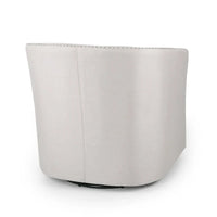 Fauteuil pivotant, style baril rond classique, tissu beige blé
