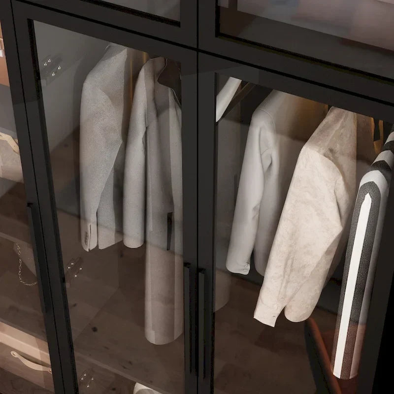 47,2 Grande Armoire LED Lumineuse Placard à Portes en Verre Entièrement en Verre