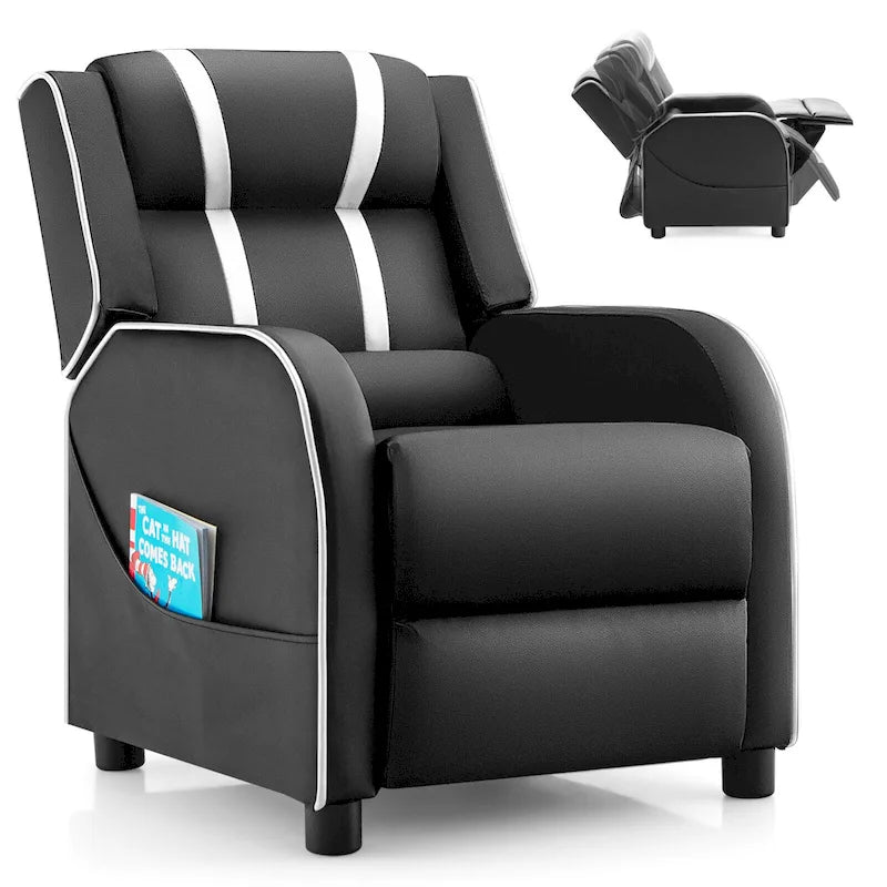Fauteuil Inclinable Enfant Gymax Ergonomique en Cuir avec Repose-Pieds