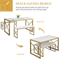 Table à manger 3 pièces VECELO avec banc, ensemble de table de salle à manger pour 4-6 personnes, table de cuisine avec 2 bancs, ensemble de table à manger