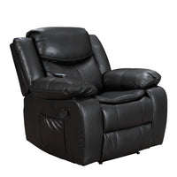 Fauteuil inclinable de massage et chaleur en cuir durable à assise large