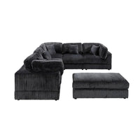 Canapé sectionnel modulaire en velours côtelé 6 pièces surdimensionné en forme de L, combinaison DIY