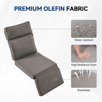 Pocassy 3 PCS Fauteuil inclinable d'extérieur polyvalent avec table d'appoint Coussin gris