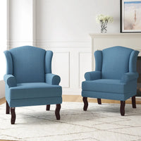 Lot de 2 fauteuils d'appoint à oreilles traditionnels rembourrés