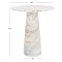Table d'appoint ronde haute en marbre SAFAVIEH Couture Ghicu - 56 cm L x 53 cm P x 61 cm H - 21Wx21Dx24H