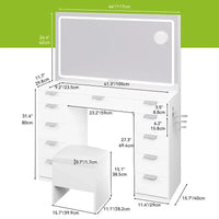 Moasis 46 Coiffeuse avec prise intégrée, miroir éclairé et support pour sèche-cheveux – 55,8 H x 46 L x 11,7 P