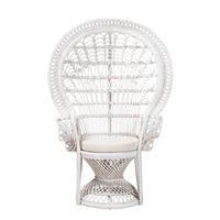 Chaise paon Kallima de style bohème moderne en rotin naturel blanc