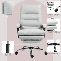Vinsetto Chaise de bureau de massage inclinable chauffante à vibration en microfibre
