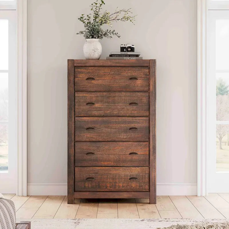 Grain Wood Furniture Montauk Coffre 5 tiroirs en bois massif