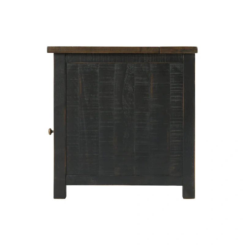 Table d'appoint de chevet Monterey en bois massif avec prises de courant cachées