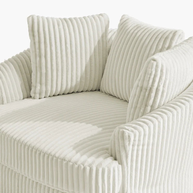 Lot de 2 fauteuils tonneau pivotants surdimensionnés 43 W en velours côtelé moelleux avec coussins