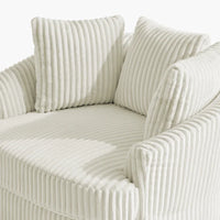 Lot de 2 fauteuils pivotants ronds surdimensionnés en velours côtelé moelleux de 43 po de large avec oreillers