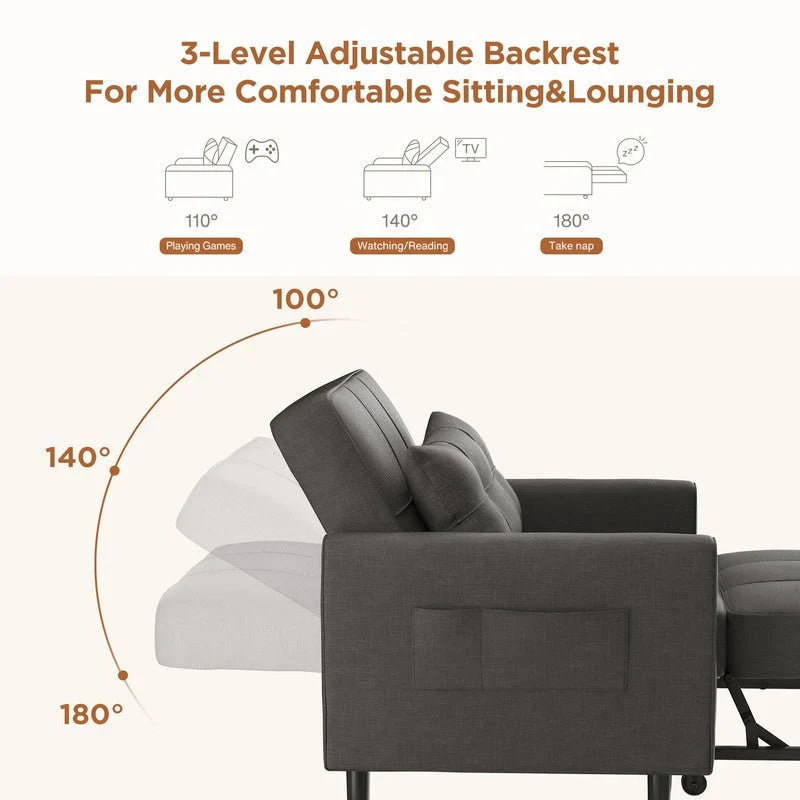 Canapé-lit réglable 3 en 1, fauteuil-canapé escamotable, lit pliant convertible pour salon