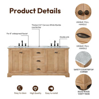 Hervas Meuble-lavabo avec dessus en marbre naturel sans miroir