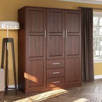 Palace Imports Armoire-penderie Cosmo 3 portes 100% bois massif avec portes en bois massif ou miroir