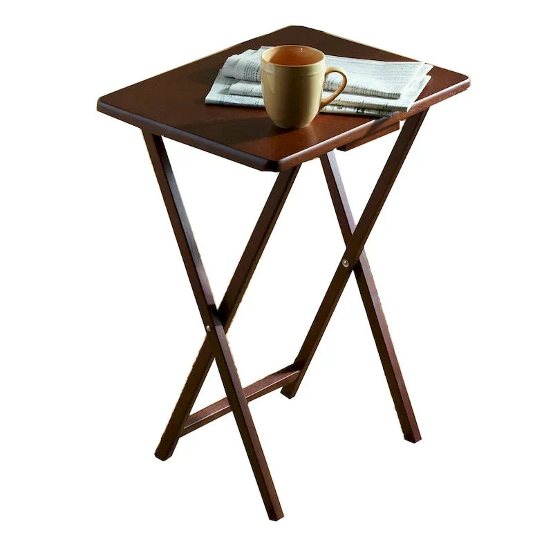 PJ Wood tables plateaux TV pliantes avec support de rangement compact, espresso, ensemble de 5 pieces - 36,38