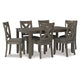Ensemble de salle à manger 7 pièces, chaises à dossier ajouré, bois gris foncé, polyester