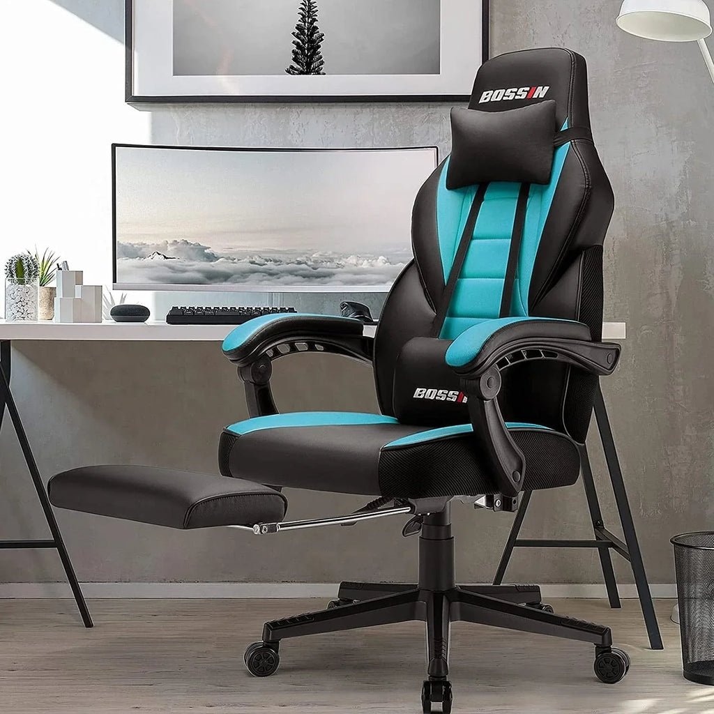 BOSSIN Chaise de gaming style racing, chaise de gamer grande et haute 300 lb à dossier haut chaise informatique