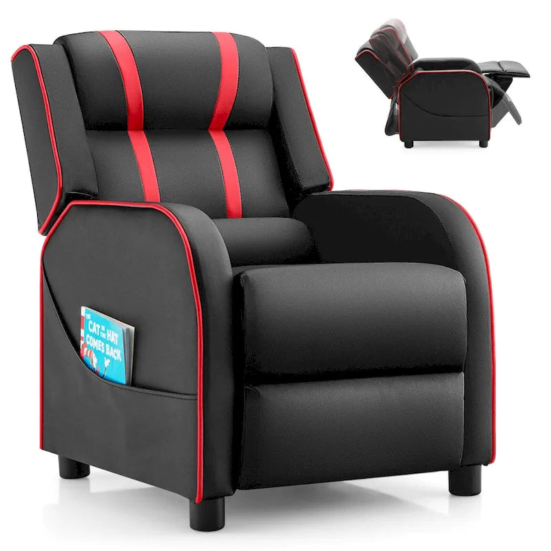 Fauteuil Inclinable Enfant Gymax Ergonomique en Cuir avec Repose-Pieds