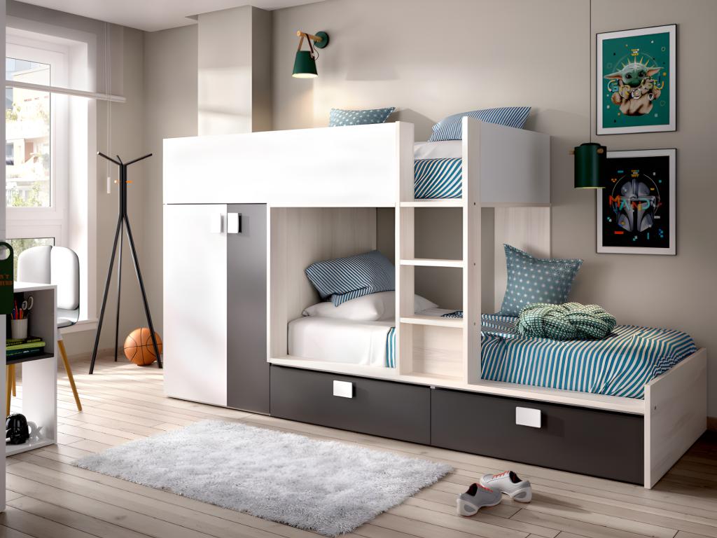 Armoire - Blanc/Gris anthracite