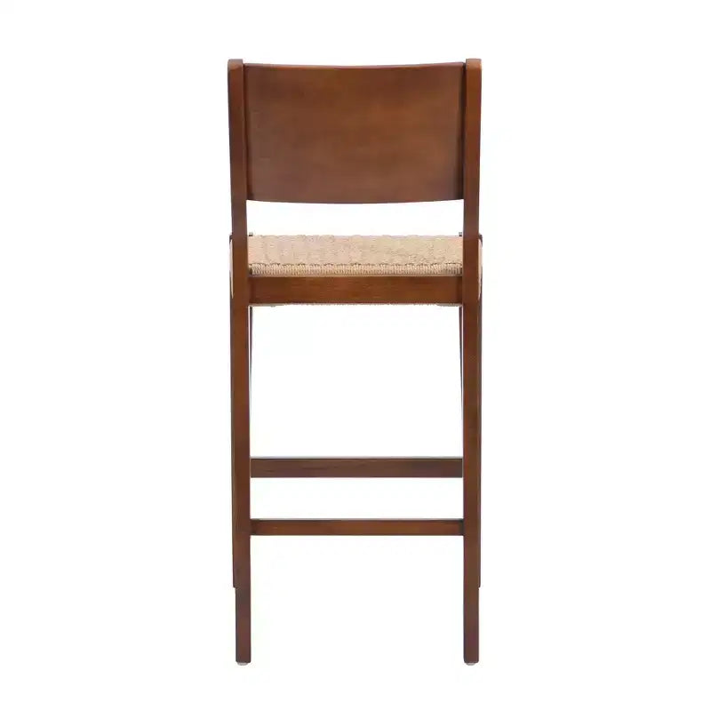 Lot de 2 tabourets de bar 29" Clara en jonc de mer tressé finition bois brun - Powell