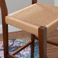 Lot de 2 tabourets de bar 29" Clara en jonc de mer tressé finition bois brun - Powell