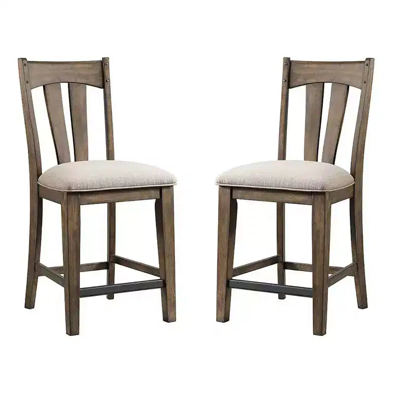 Lot de 2 tabourets de bar à hauteur de comptoir 61 cm (24") Whiskey River Splat Back avec coussin d'assise gris poudre - Intercon