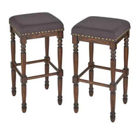 Lifestorey Lot de 2 tabourets de bar Grafton de 76,2 cm Gris anthracite : finition marron rustique, garniture cloutée