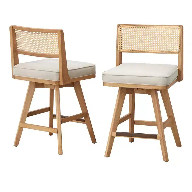 Lot de 2 tabourets de comptoir pivotants Buylateral Serena beige/noyer clair