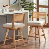 Lot de 2 tabourets de comptoir pivotants Buylateral Serena beige/noyer clair