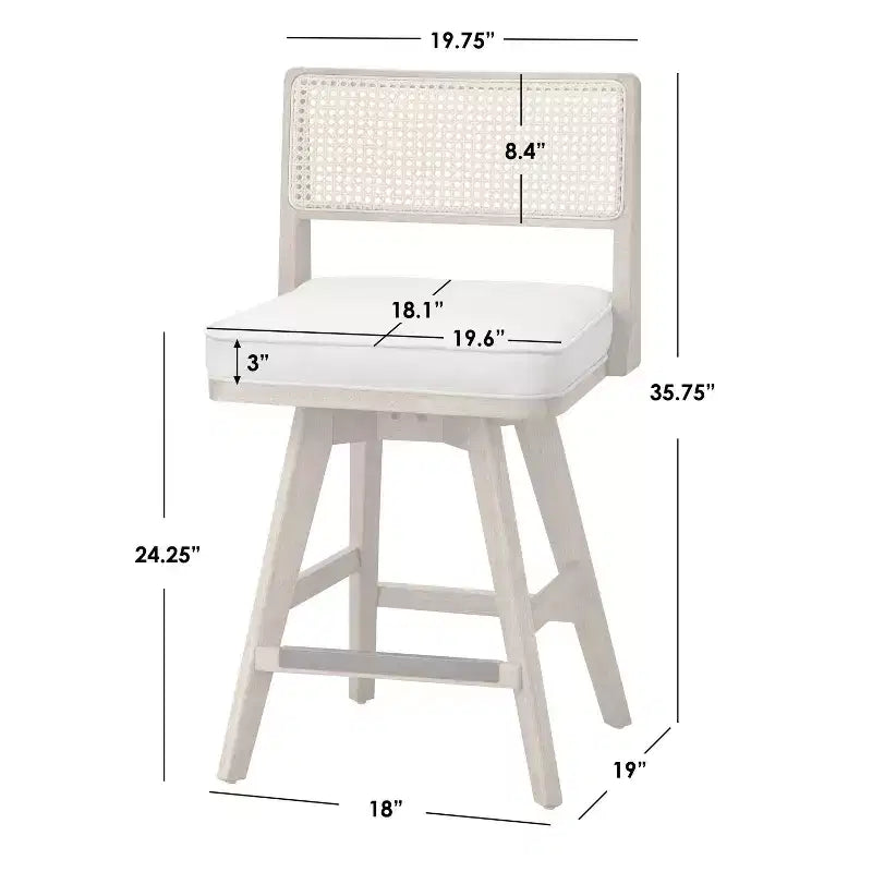 Lot de 2 tabourets de comptoir pivotants Buylateral Serena beige/noyer clair