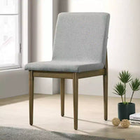 HOMES: Inside + Out Lot de 2 chaises de salle à manger tapissées en tissu Avery naturelles : Style milieu du siècle, structure en bois, rembourrage en mousse
