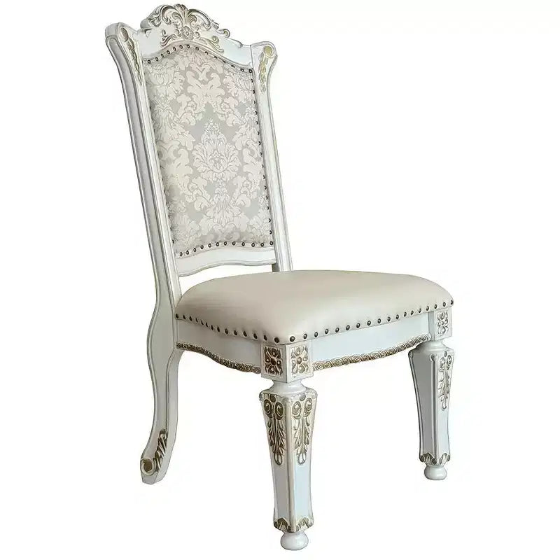 Chaise de salle à manger Vendome 23 po en PU, finition perle antique, motif floral - Acme Furniture