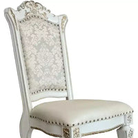 Chaise de salle à manger Vendome 23" en PU, finition perle ancienne, motif floral - Acme Furniture