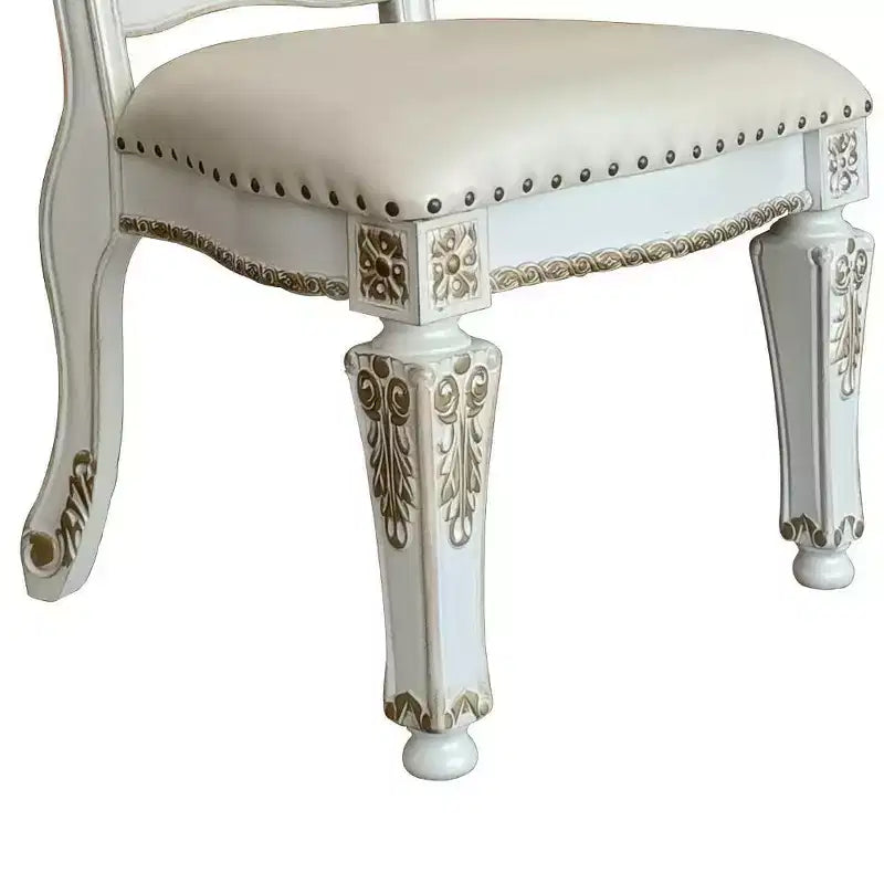 Chaise de salle à manger Vendome 23" en PU, finition perle ancienne, motif floral - Acme Furniture