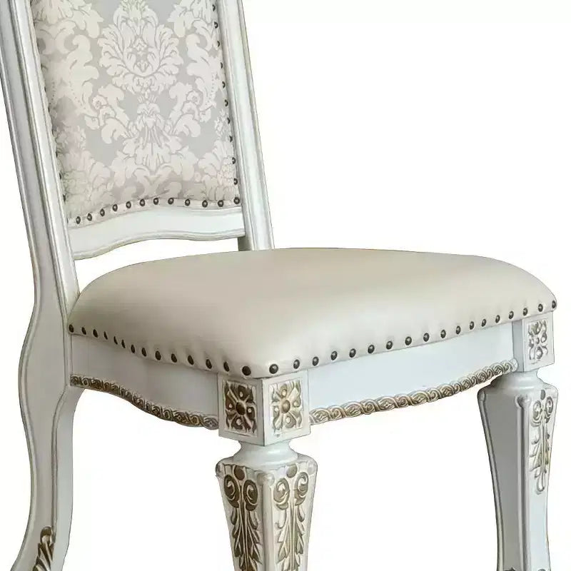 Chaise de salle à manger Vendome 23" en PU, finition perle ancienne, motif floral - Acme Furniture