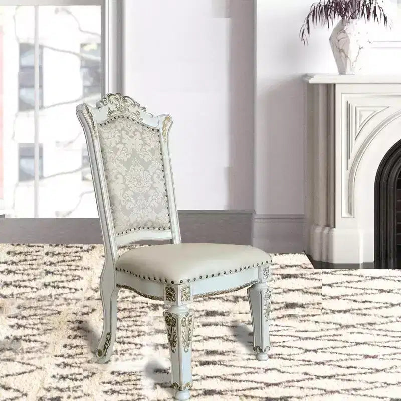 Chaise de salle à manger Vendome 23" en PU, finition perle ancienne, motif floral - Acme Furniture