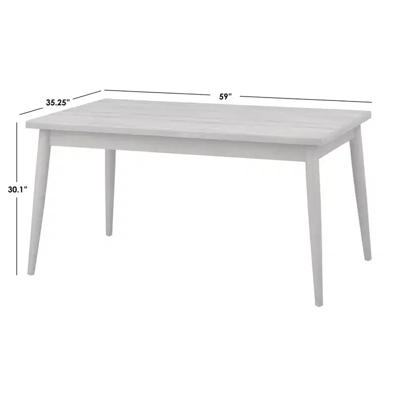 Ensemble repas en bois massif Lifestorey 5 pièces Carlisle gris clair : Mid-Century Modern, hévéa, rembourrage polyester, garniture mousse