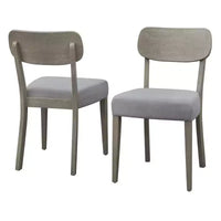 Ensemble repas en bois massif Lifestorey 5 pièces Carlisle gris clair : Mid-Century Modern, hévéa, rembourrage polyester, garniture mousse