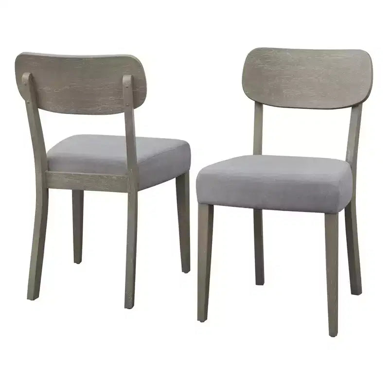 Ensemble repas en bois massif Lifestorey 5 pièces Carlisle gris clair : Mid-Century Modern, hévéa, rembourrage polyester, garniture mousse