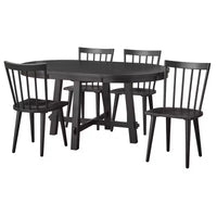 Ensemble repas extensible Lifestorey 5 pièces Edmonton style ferme avec chaises en bois massif noir mat