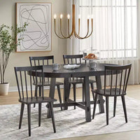 Ensemble repas extensible Lifestorey 5 pièces Edmonton style ferme avec chaises en bois massif noir mat