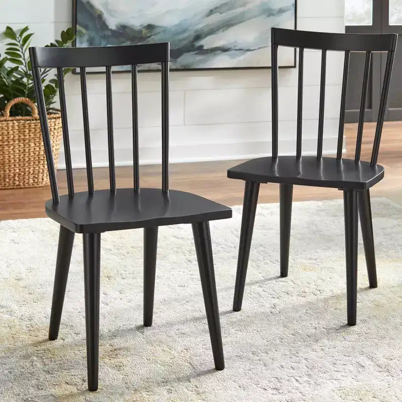 Ensemble repas extensible Lifestorey 5 pièces Edmonton style ferme avec chaises en bois massif noir mat